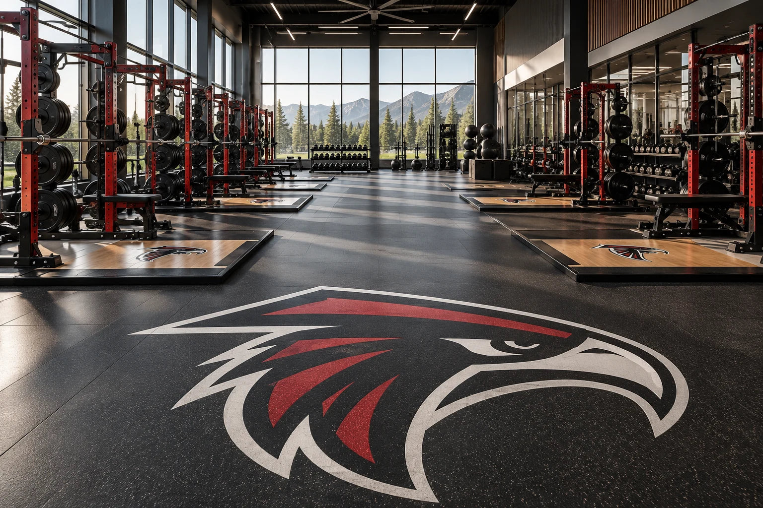 Concept athletic floor logos for a fictional school